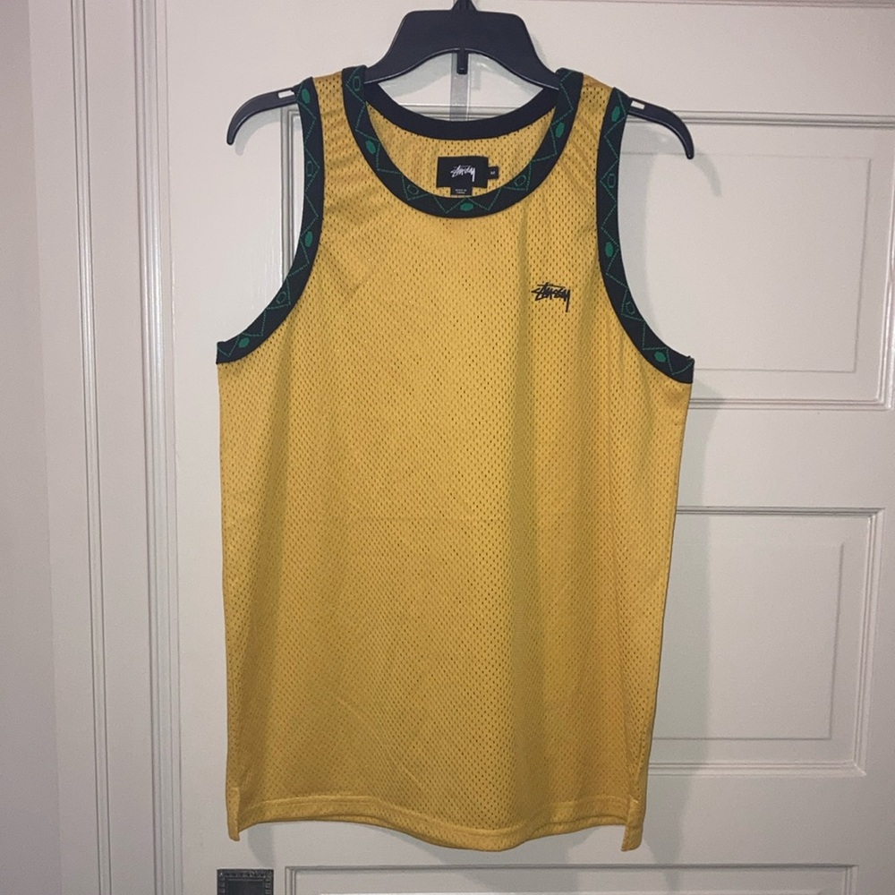 LIKE NEW Stussy Yellow and Black Tank Top for Men size M medium